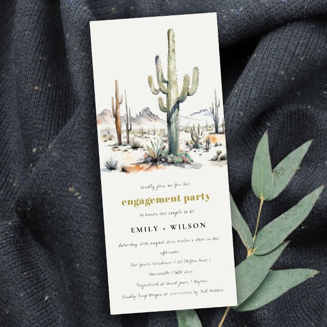 Western Boho Cactus Desert Landscape Engagement Invitation (Creator Uploaded)