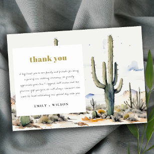 Western Boho Cactus Desert Landscape Wedding Thank You Card