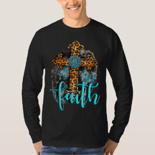 Western Boho Christian Turquoise Leopard Faith Cro T-Shirt