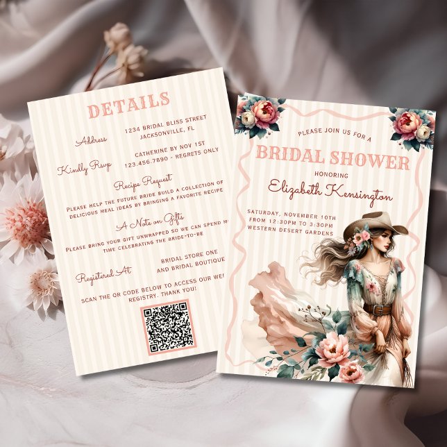 Western Boho Country Cowgirl Floral Bridal Shower Invitation (Creator Uploaded)