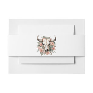 Western Boho Cow Floral Skull Sage Wedding Invitation Belly Band
