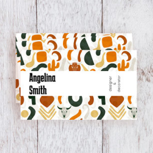 Western boho cowboy desert bull skull cactus business card