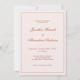 Western Boho Cream and Terracotta Wedding  Invitation