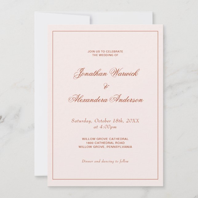 Western Boho Cream and Terracotta Wedding  Invitation (Front)