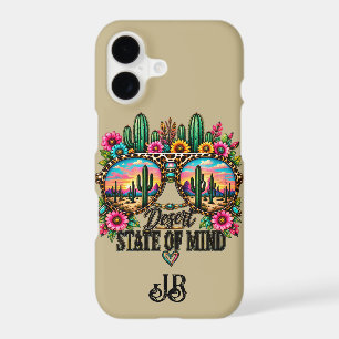Western Boho Desert Chic Sunset Cactus Monogram