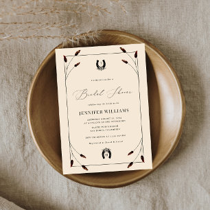 Western Boho Horseshoe Monogram Bridal Shower Invitation