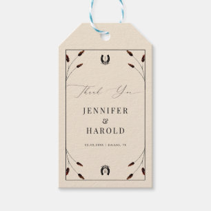 Western Boho Horseshoe Monogram Ranch Farm Wedding Gift Tags