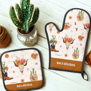Western Boho Oven Mitt & Pot Holder Set