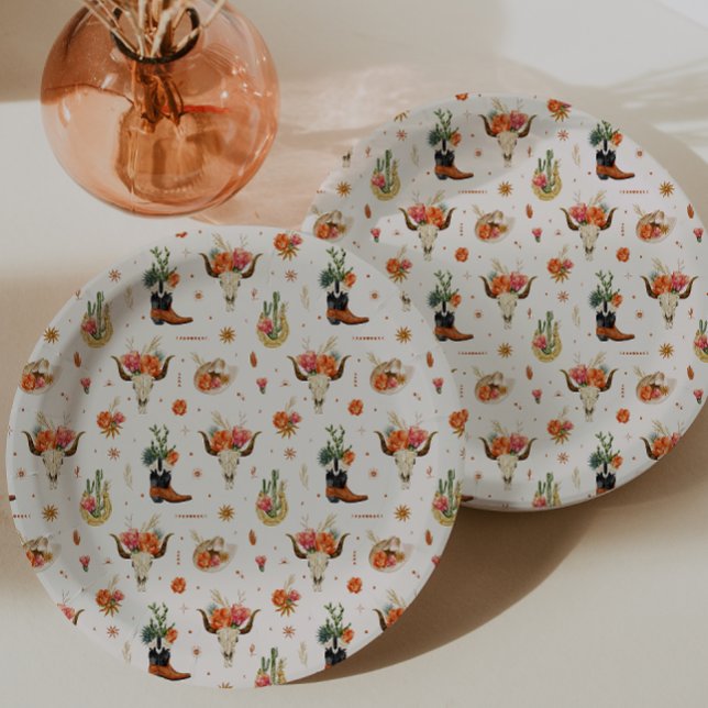 Western Boho Paper Plate (Western Theme Boho Paper Plates by Painted Paperie
)