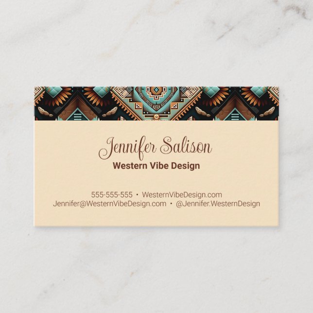 Western Boho Pattern Business Card (Front)
