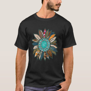 Western Boho Sunflower Turquoise Rustic Cowgirl Fl T-Shirt