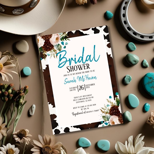 Western Boho Turquoise Bridal Shower Invitation (Western Boho Turquoise Bridal Shower Invitation)