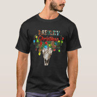 Western Boho Turquoise Cow Print Bull Skull Merry