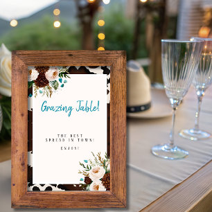 Western Boho Wildflowers  "Grazing Table"  Sign Invitation