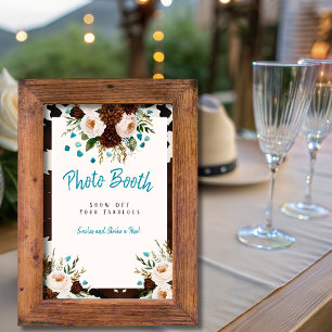 Western Boho Wildflowers Photo Booth Sign Invitation