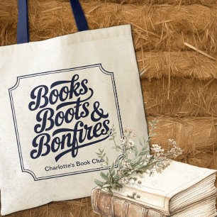 Western Books Boots & Bonfires Book Club Tote Bag