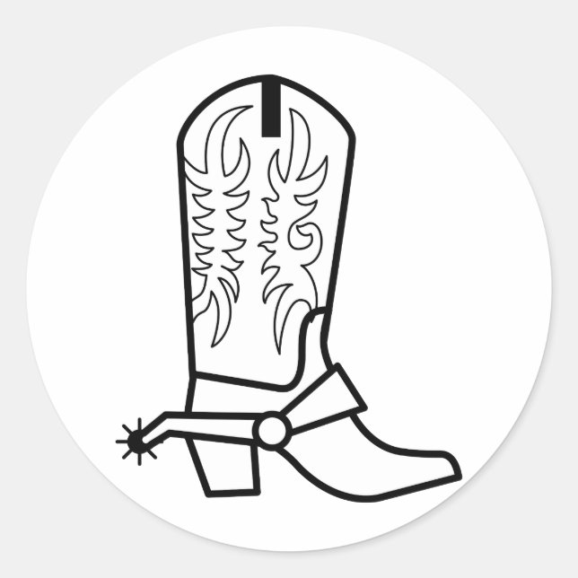 Western Boot Outline Classic Round Sticker (Front)