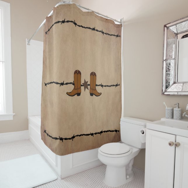 Western Boots And Barbed Wire Shower Curtain (In Situ)