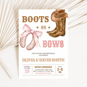 Western Boots and Bows Gender Reveal Invitation