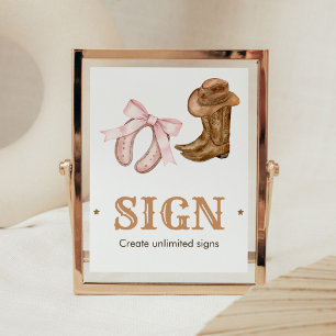 Western Boots and Bows Gender Reveal Sign