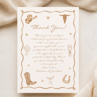 Western Boots and Bubbly Bridal Shower Thank You Card