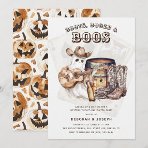 Western Boots, Booze & Boos Halloween Party Invitation