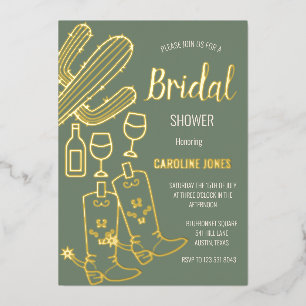 Western Boots Bubbly Boho Gold Foil Bridal Shower