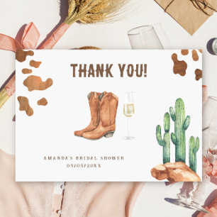 Western Boots & Bubbly Thank you Bridal shower Card
