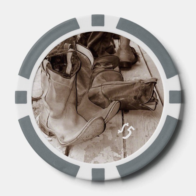 Western Boots Clay Poker Chips, Customizeable Poker Chips (Front)