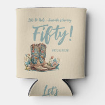 Western Boots Floral Fiftieth Birthday Party Can