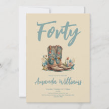 Western Boots Floral Fortieth Birthday