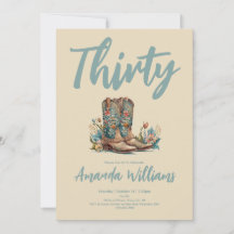 Western Boots Floral Thirtieth Birthday