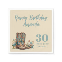 Western Boots Floral Thirtieth Birthday