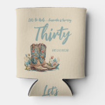 Western Boots Floral Thirtieth Birthday Party Can