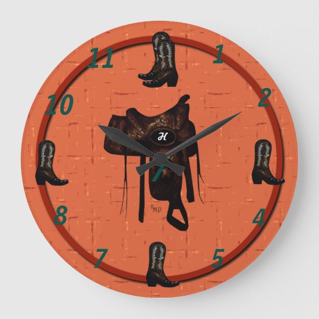 Western Boots & Saddle Clock 2 (Front)
