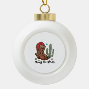 Western Boots Santa Merry Christmas Boots Xmas Ceramic Ball Christmas Ornament