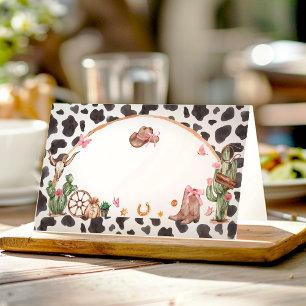 Western Bows Pink Cowgirl Food Tent Place Card