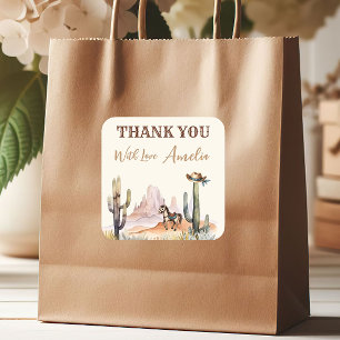 Western Boy A Little Cowboy Rustic Baby Shower Square Sticker