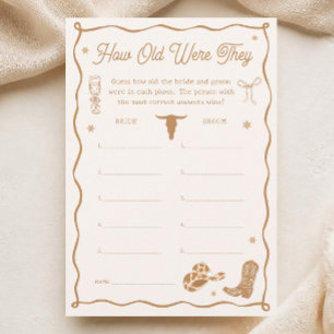 Western Bridal Shower Age Guessing Game Card