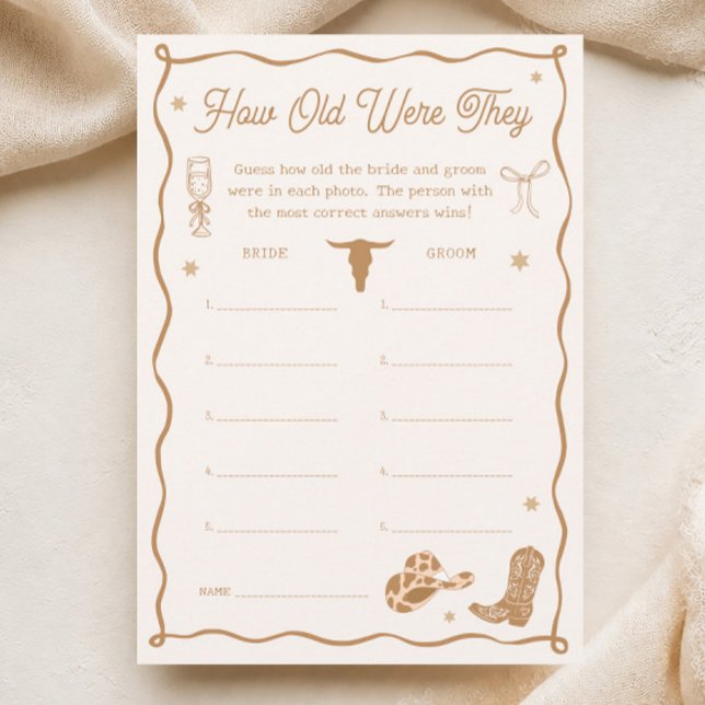 Western Bridal Shower Age Guessing Game Card (Creator Uploaded)
