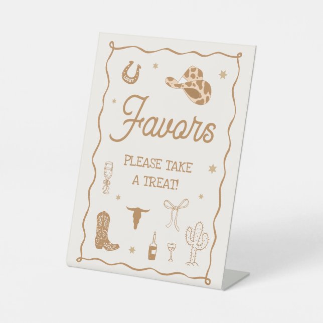 Western Bridal Shower Favour Pedestal Sign (Front)