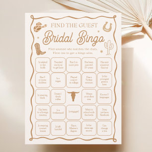 Western Bridal Shower Find the Guest Bingo Game Invitation
