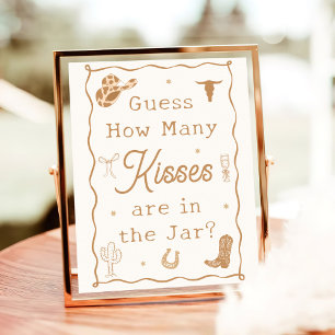 Western Bridal Shower Guess How Many Kisses Poster