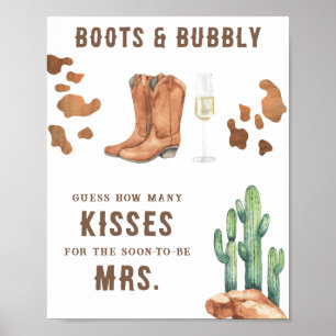 Western Bridal shower How Many Kisses Poster