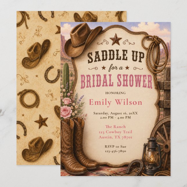 Western Bridal Shower Invitation (Front/Back)