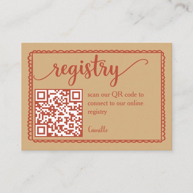 Western Bridal Shower Registry QR Code Enclosure  Card (Front)