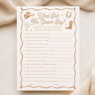 Western Bridal Shower What Did the Groom Say Game  Invitation