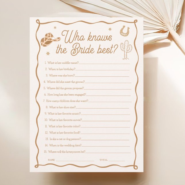 Western Bridal Shower Who Know the Bride Best Game Invitation (Creator Uploaded)