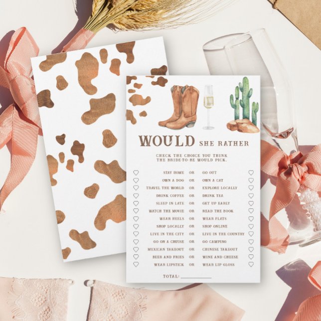 Western Bridal shower Would she rather game (Creator Uploaded)