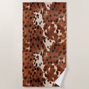 Western Brown Black Cowboy Cowhide Beach Towel